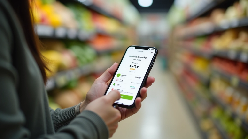 Person comparing prices on a mobile app while shopping