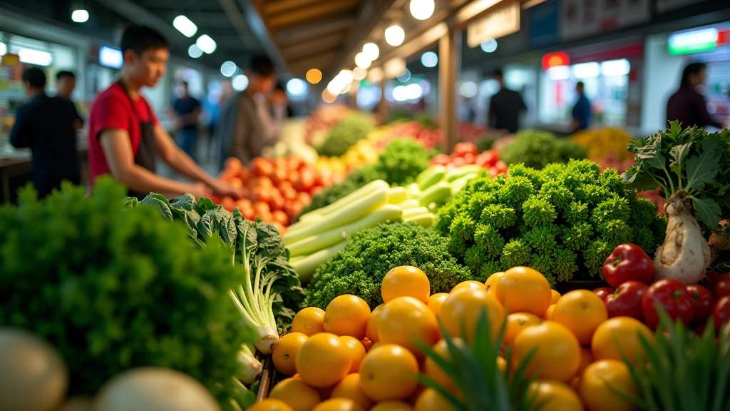 Fresh seasonal vegetables at a Hong Kong wet market